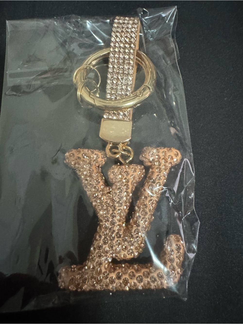 Rhinestone rose gold keychain